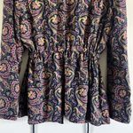 Diane Gilman Vintage silk navy, purple, and green paisley robe Photo 7