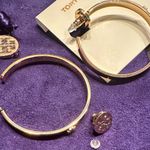 Tory Burch NEW Authentic Silver Kira Double Logo T Hoop Earrings with Dust Bag Photo 2