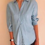 ZARA  denim collared summer flowy blouse Photo 0