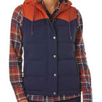 Patagonia  Women’s Size S Navy Blue Orange Bivy Hooded Down Vest Photo 0