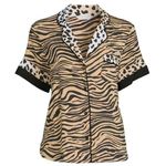 Animal leopard cheetah tiger print pyjamas top sleep shirt short sleeve Multi Size 4X Photo 0