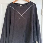 Free People  We The Free Come Again Long Sleeve Cotton  Sweater In Black / Gray M Photo 3