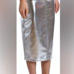Avec Les Filles High Waist Faux Leather Midi Skirt - Size M - Silver - NWT Photo 2