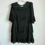 Madewell Women’s Black Eyelet Waterlily Tiered Ruffle Boho Mini Dress Size 10 Photo 13