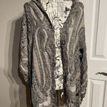 Coastal Cottage Western Shawl cape scarf rebozo folklore artisan wrap vintage blanket reversible Hand woven Paisley Ikat Ethnic tapestry shrug Gray Photo 2