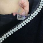 Vintage Lisa Michaels Black Purple Pearl Trimmed Puff Sleeve cocktail Dress Size 10 Photo 6