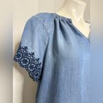 Nanette Lepore  Denim Top with Black Lace Accents Photo 2