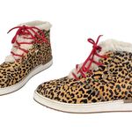 Hush Puppies  Sz 8.5 Calf Hair High Top Sneakers Faux Fur Trim Photo 2