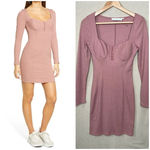 ASTR The Label Blush Ribbed Long Sleeve Bodycon Dress Knee Length Size M Photo 1