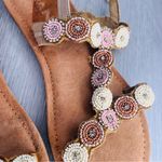 Bed Stu  Roan Pink and Cream Beaded Sandals shoes size 9.5 Photo 1