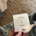 Urban Renewal ReMADE by UO remnants made in LA button front plaid boxer blue and lime green Photo 6