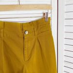ZARA Tapered Leg Paper Bag Crop Pants Mustard Yellow Small Cotton Twill Photo 2