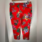 Old Navy  Red Floral Print Pixie Mid-Rise Pants Women’s Size 14 Photo 2