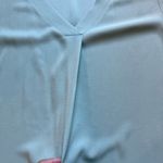 Eileen Fisher Silk Georgette Crepe V-neck Short Sleeves Blouse Size L Color Sea Photo 4