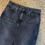Madewell  Black Denim Skirt with Long Slit Down the Front Raw Hem Size 25 Photo 1