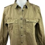 Banana Republic  Olive Green Soft Wash Pocket Denim Jean Button Down Shirt Top S Photo 2