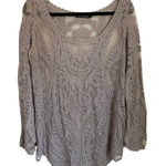 Mechant Lace Overlay Tunic Top Boho Sheer Gray Large Festival Fairy Whimsigoth Photo 0