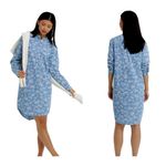 Draper James Lands End Nightshirt Blue Floral Chambray Long Sleeve Womens 1X Photo 1