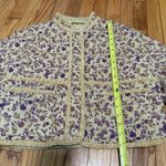 7 For All Mankind  Quilted Cropped Floral Mustard Yellow Jacket Size XS Photo 7