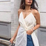 ZARA  Blogger‎ Fave Cream Striped Knot Front Spaghetti Strap Tunic Dress Size XS Photo 0