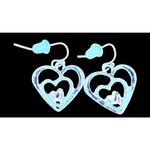 Handmade Heart Earrings Valentine' s Open Cut Triple Designs Dangle Hoo… Photo 11
