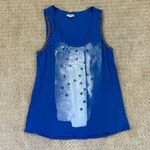 EXPRESS Blue & Silver Shimmer Patriotic Tank Top Photo 0