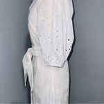 ZARA  Bloggers Fav Oyster White Belted Embroidered Tiered‎ V-Neck Midi Dress Sz M Photo 11