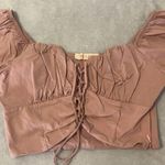 Off The Shoulder Cut Out Pink Shirt Photo 2