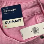 Old Navy SZ 8 O.G. Straight Jean Shorts High-Rise Zip-Fly Frayed Hem Pocket Pink Photo 4