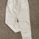 Free People rare cream linen boho embroidered pull on ankle pants Photo 2