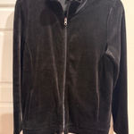 Talbots Cozy Velour Black Zip Up Jacket Leisure Weekend Loungewear Photo 0