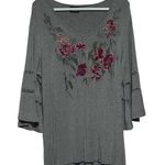 Sara Studio Women's Gray Floral Neckline 3/4 Bell‎ Sleeve Unknown Size Maybe M Photo 0