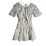 Thakoon White Eyelet Smocked Short Sleeve Cut Out Summer Mini Dress Size 0 Photo 11