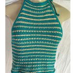 Urban Outfitters  Crochet Halter Top Striped Sleeveless Teal Green S-P Photo 0