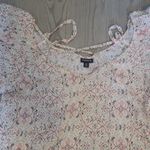 Torrid geometric design flowy top strappy back blouse in cream, pink and black size 00 (M/L,10). Photo 1