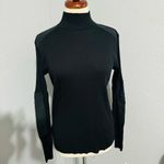ZARA Women Black Combination Turtleneck Long Sleeves Rib Tonal Appliqué Top Sz L Photo 7
