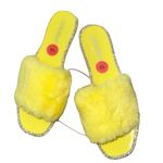 Olivia Miller NEW  Faux Fur YellowRhinestone Studded Sandal Photo 0
