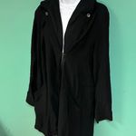 Forever 21 Black Half Zip Hooded Rain Trench Coat Photo 3