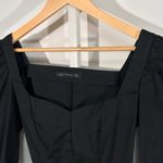 ZARA  Woman black square-neck corset-style top – romantic puff sleeve peplum S Photo 2