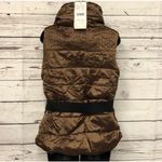 Brown faux fur lined belted puffer vest Women's Size S Small NWT Photo 5