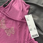 Urban Outfitters  Y2K Butterfly Rhinestone Ruffle Top Photo 2