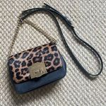 Michael Kors Tina Crossbody Bag Leather Calf Hair Black Leopard Convertible Photo 0