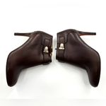 Coach Sondra Brown Leather Heeled Ankle Boot with Gold Logo Buckle Strap Photo 5