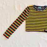 Unif  Small Crop Top Sweater Yellow Rainbow Rastafarian Pride Winter Fall Spring Photo 1