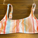 Xhilaration  Swim Top Bikini Striped Crop Medium Neutral Photo 0
