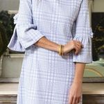 NWT Tyler Boe Sydney Jacquard Ruffle Sleeve Dress Carolina blue houndstooth Size XS Photo 0