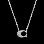 Coach NWT Pave Signature Necklace Silver Length 16"+2"; Silver Photo 4