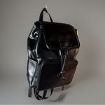 CRAZY HORSE  Leather Backpack Black Zipper-Back Front Compartment Pull-Tie Top Photo 1