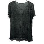 Flirtitude Black Gray Criss Cross V Neck Lightweight Semi Sheer Tee Womens XL Photo 8