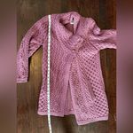 Aran Crafts 100% Merino Wool Purple Bohemian Zip Front Cardigan Size XS Photo 6